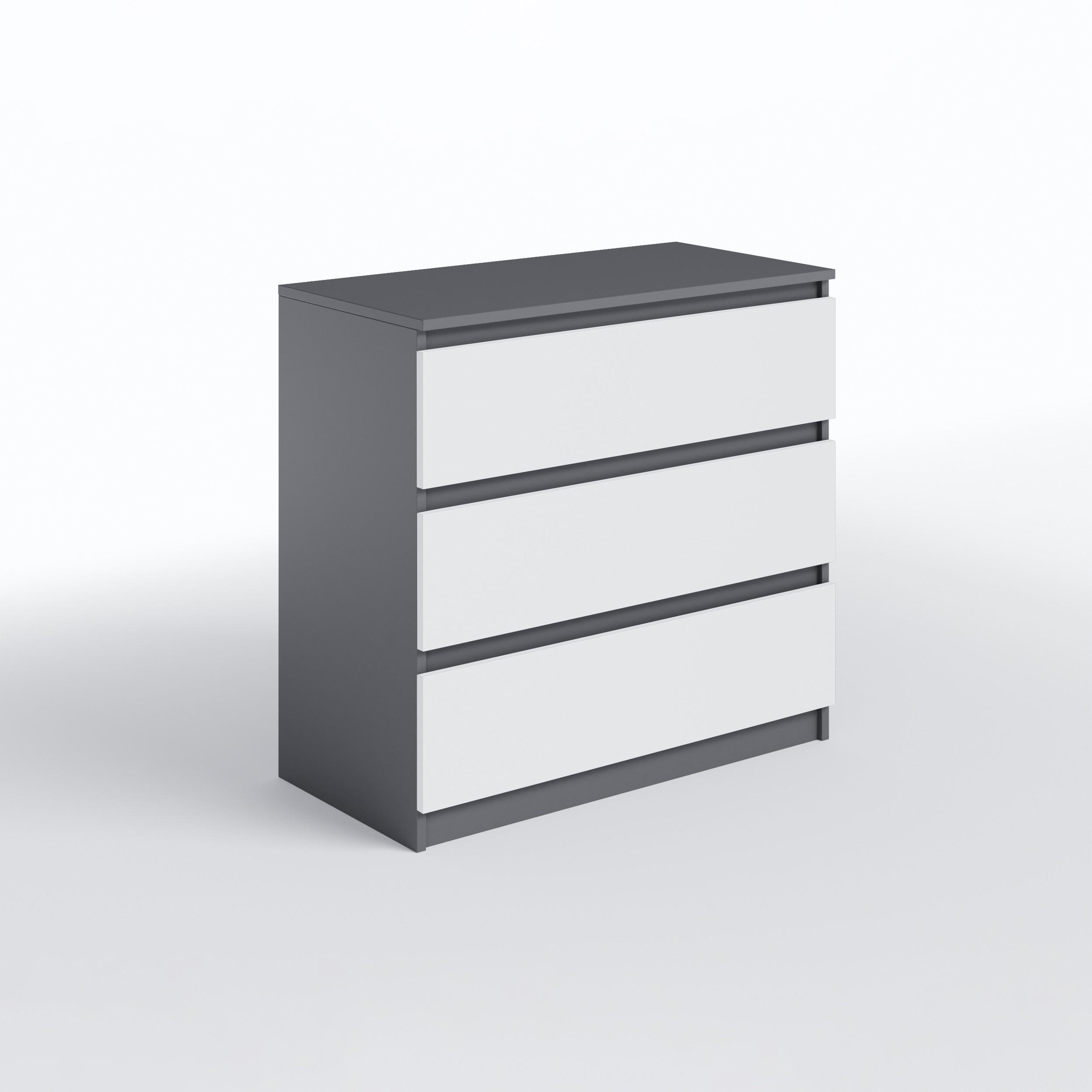 Комод на 3 ящика без ручек FT-214 800х400х755 мм Антрацит/Белый - фото 4