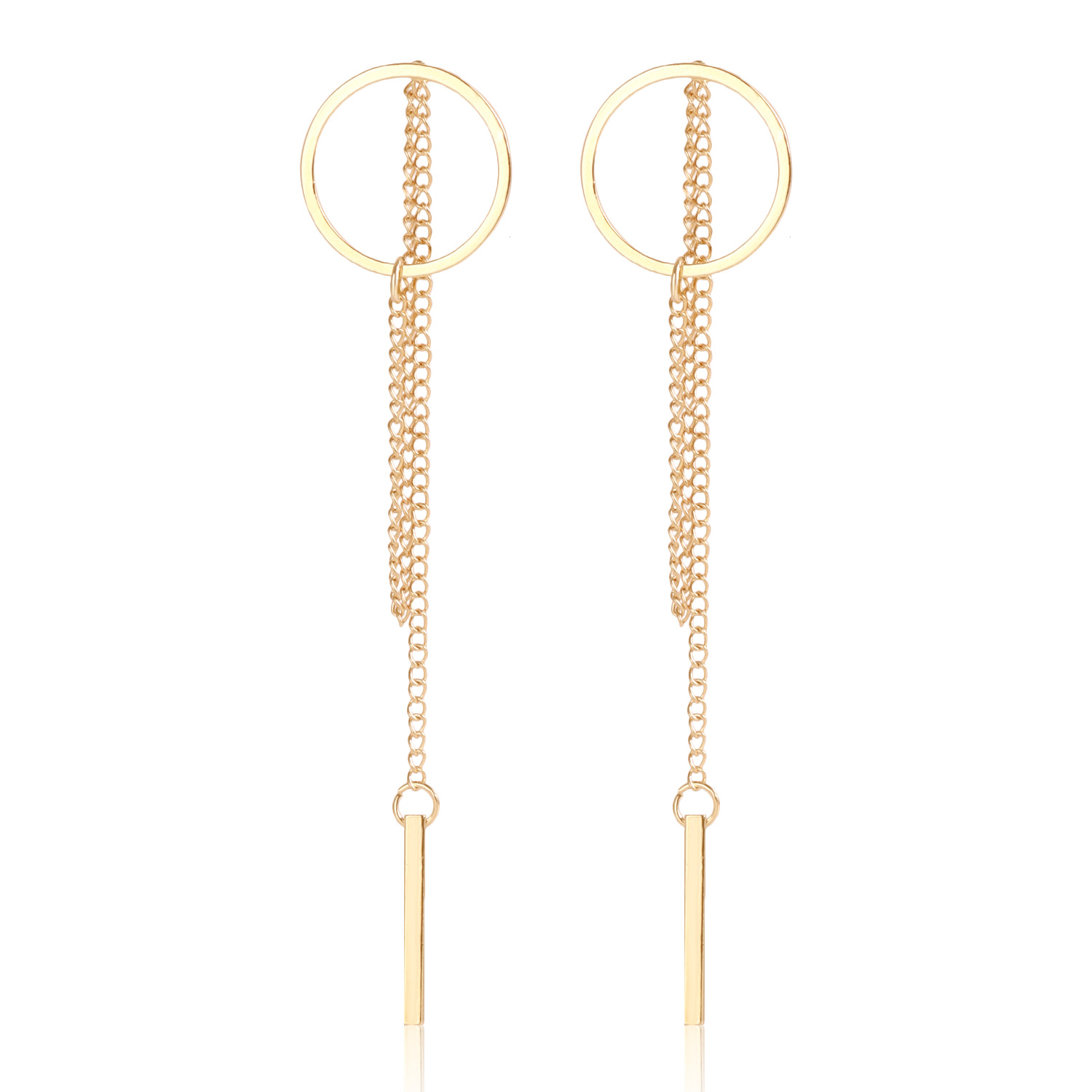 Сережки довгі пусети-гвоздики висячі Золотистий (70304) Сережки довгі пусети-гвоздики висячі Золотистий (70304)