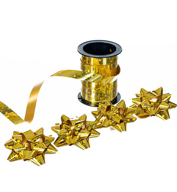 Подарочная лента 4 банта Gold Подарочная лента 4 банта Gold