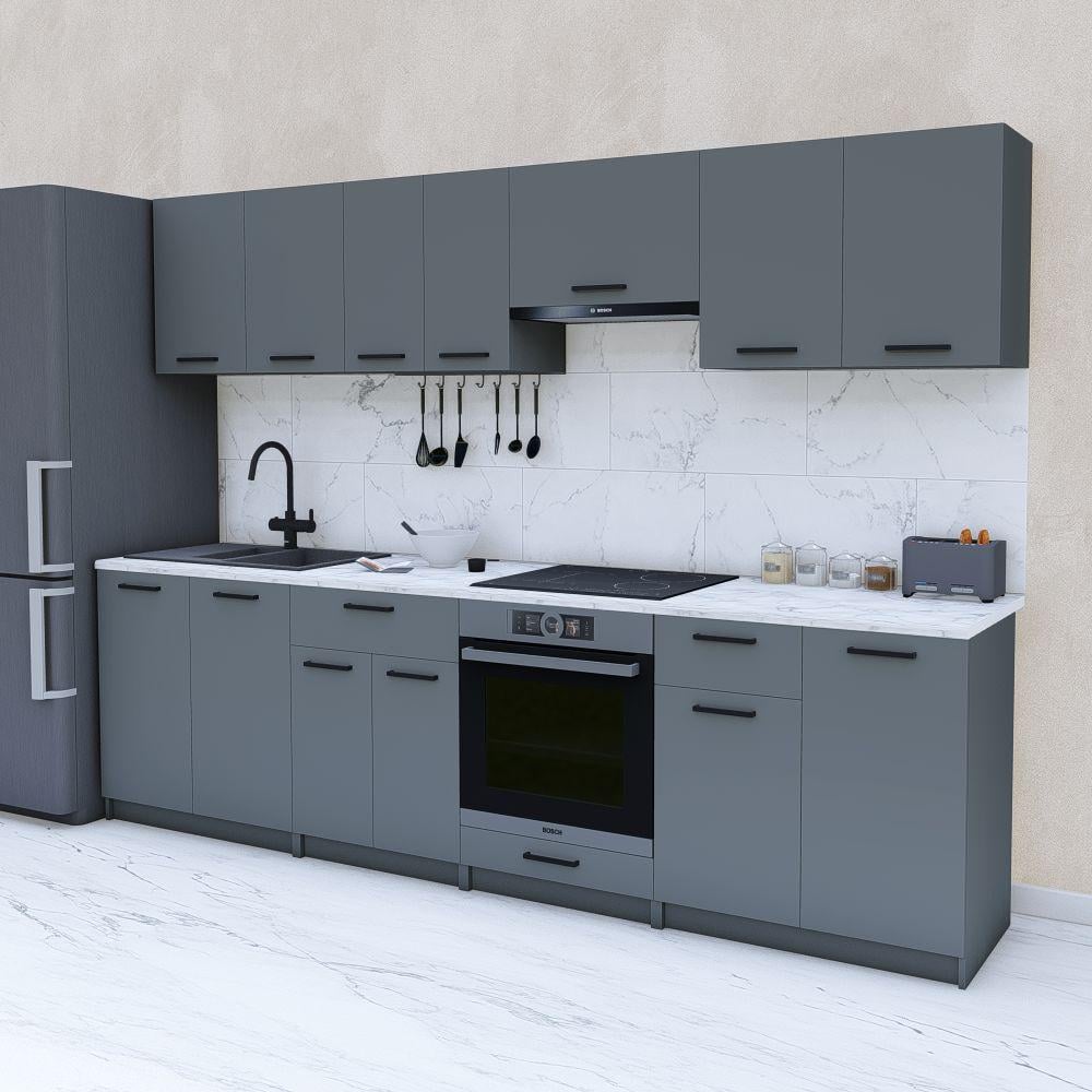 Готовая кухня линейная 2,8 м Графит (МП32б) - фото 1 Готовая кухня линейная 2,8 м Графит (МП32б) - фото 1