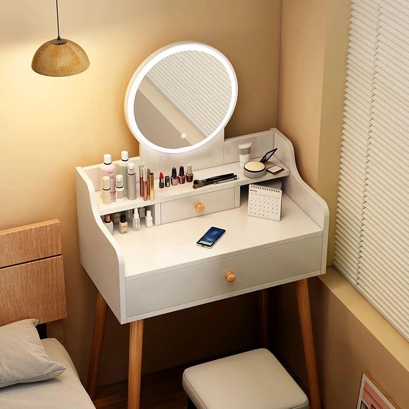 Туалетний столик з підсвіткою і дзеркалом 60х40х120 см Білий (2539178843)