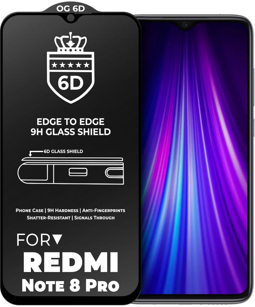 Защитное стекло 6D OG Crown Xiaomi Redmi Note 8 Pro Black (23794)