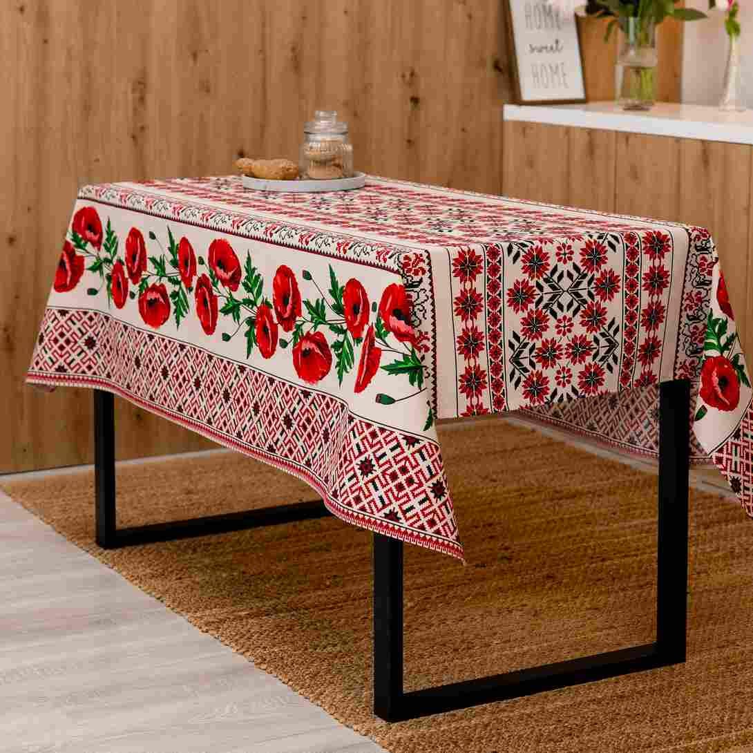 Скатерть хлопковая Маки 220х150 см (бмки22)