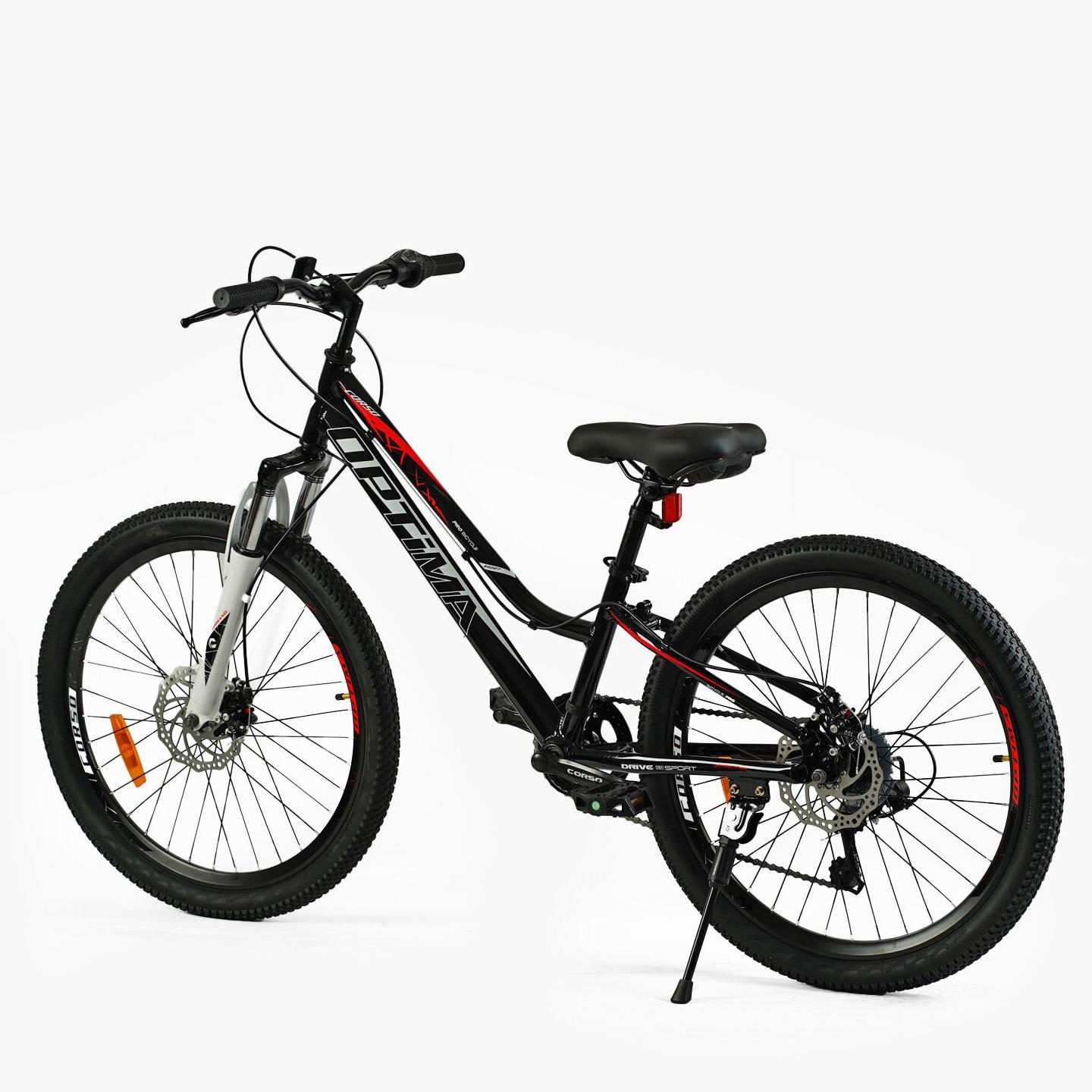 Велосипед горный Corso Optima 24" подростковый алюминиевый Черно-Красный - фото 3 Велосипед горный Corso Optima 24" подростковый алюминиевый Черно-Красный - фото 3
