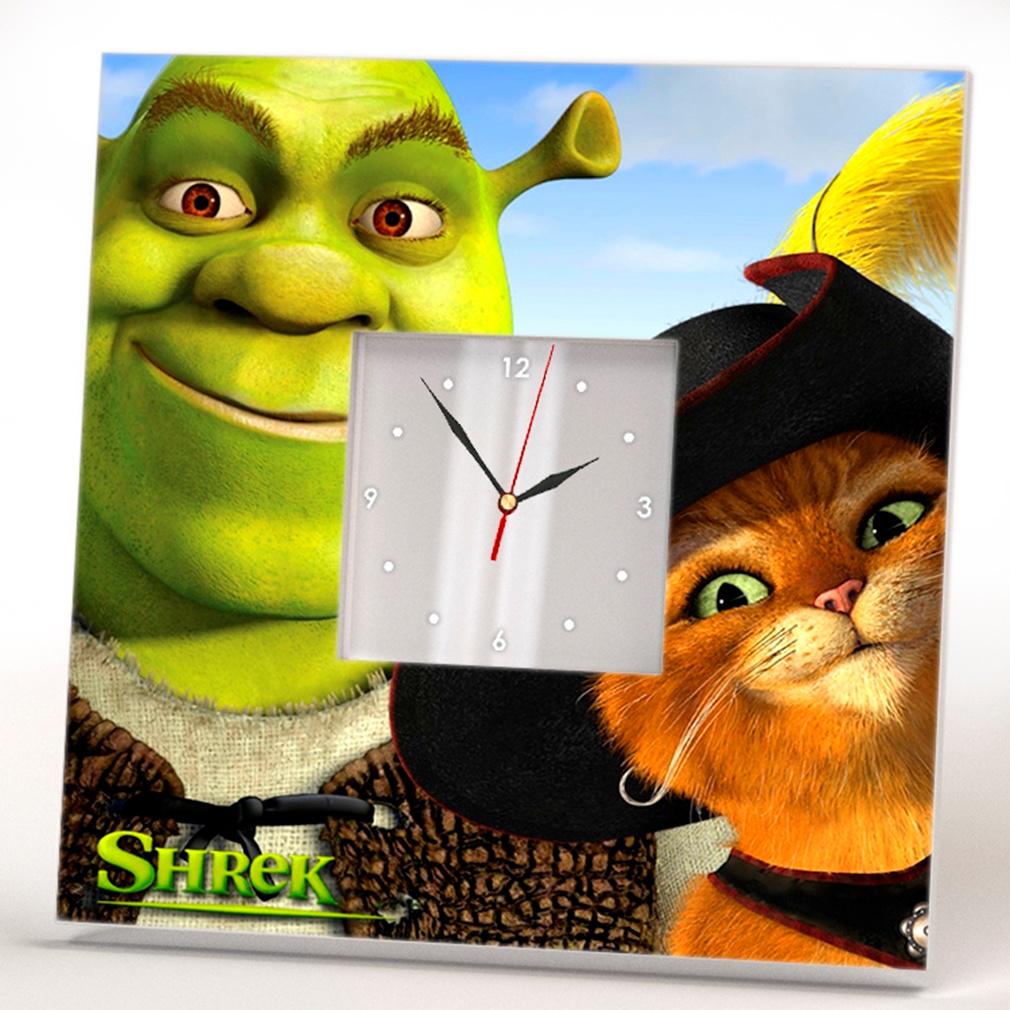 Часы «Шрек и кот» 260x260 мм (C02016)