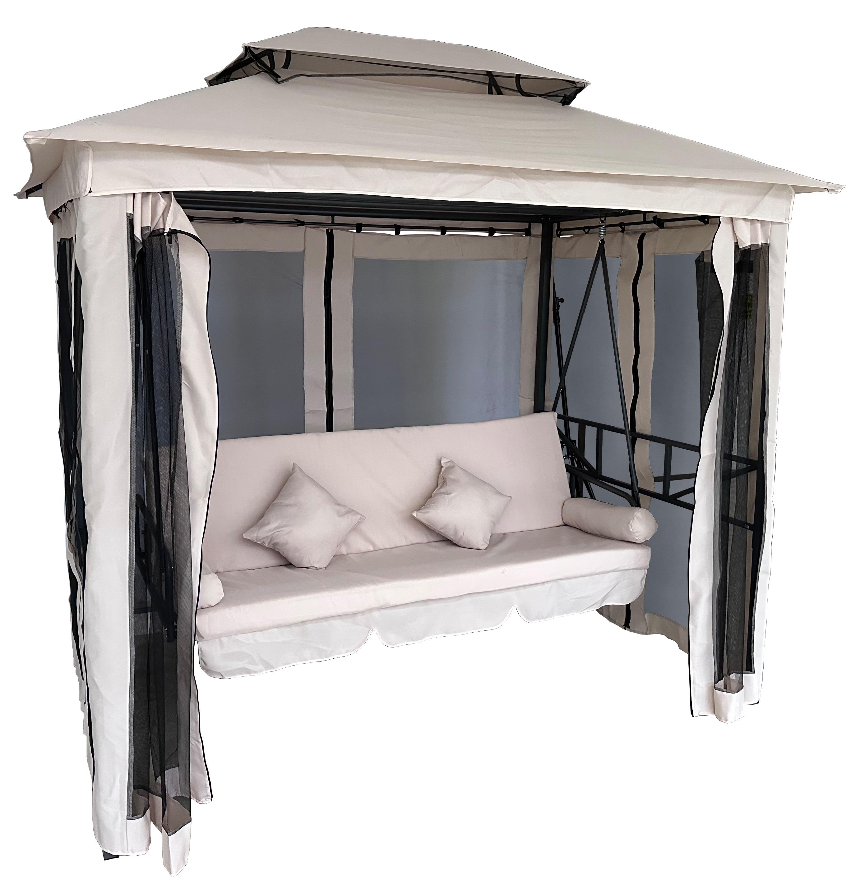 Гойдалка для саду Bonro B-002 з навісом подушками та москітною сіткою Бежевий