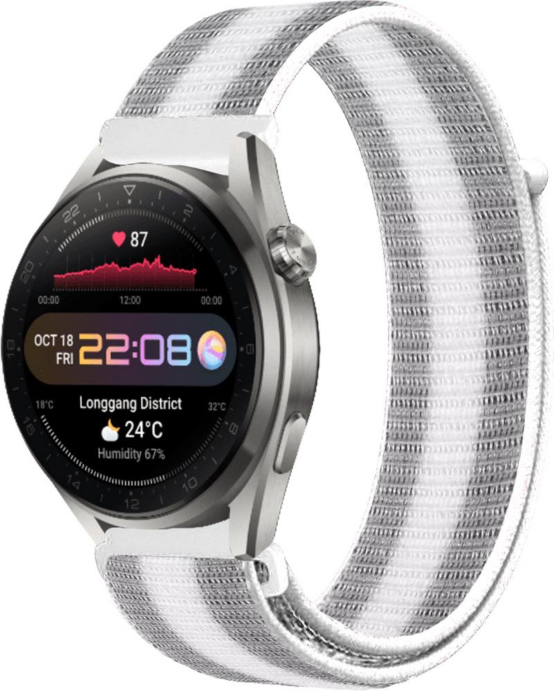 Ремешок нейлоновый Sport Loop для Huawei Watch 3 Pro Silver/White (22481-58)