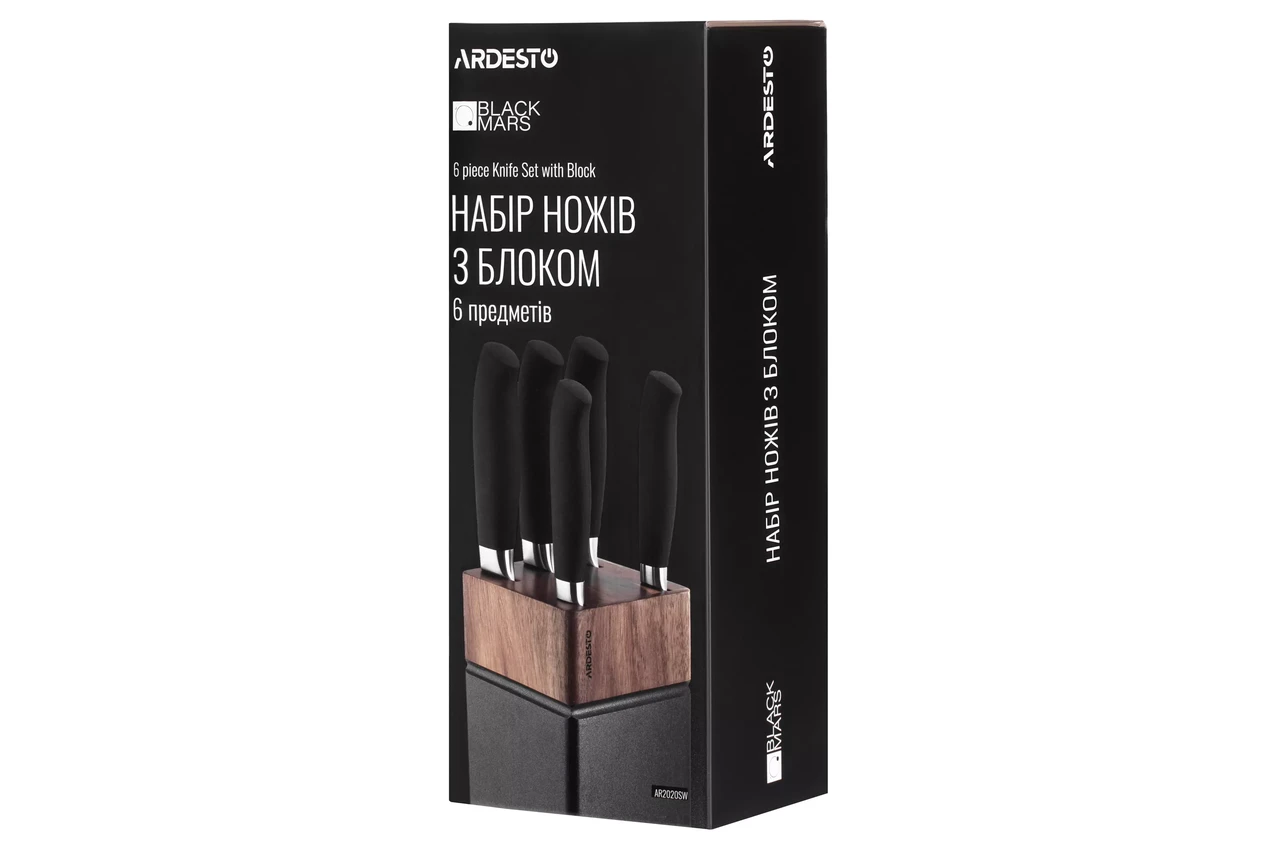 набор ножей Ardesto Black Mars с деревянной подставкой 6 пр. (AR2020SW) - фото 9 набор ножей Ardesto Black Mars с деревянной подставкой 6 пр. (AR2020SW) - фото 9