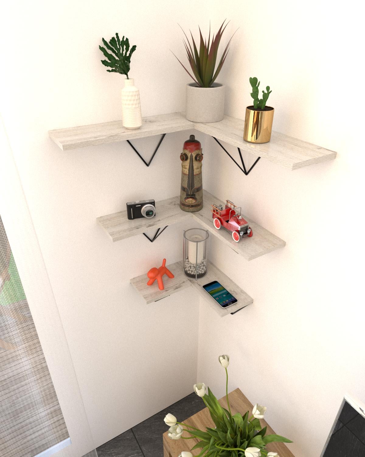 Комплект угловых полок EcoLoft Астрия в стиле лофт (DSP-1308-2) Комплект угловых полок EcoLoft Астрия в стиле лофт (DSP-1308-2)