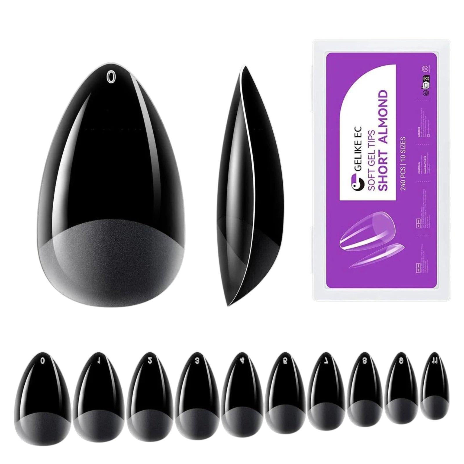 Типсы короткие миндальные Gelike ec мягкие гелевые 240 шт.