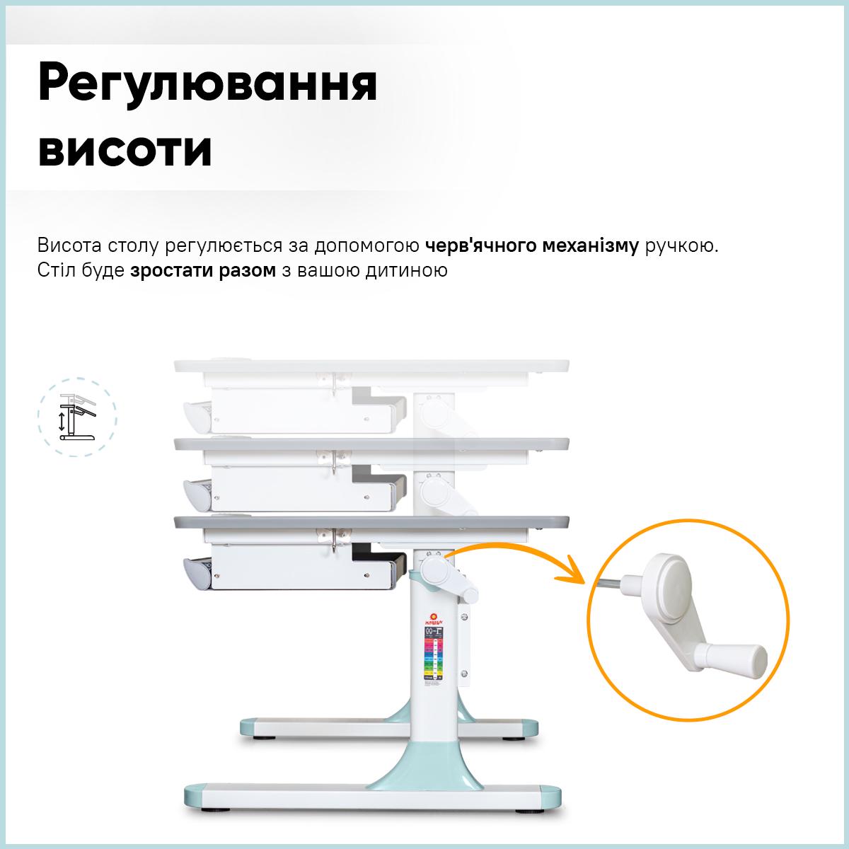 Парта-трансформер шкільна Mealux Vancouver Multicolor S50 дитяча з полицею Білий/Блакитний - фото 7