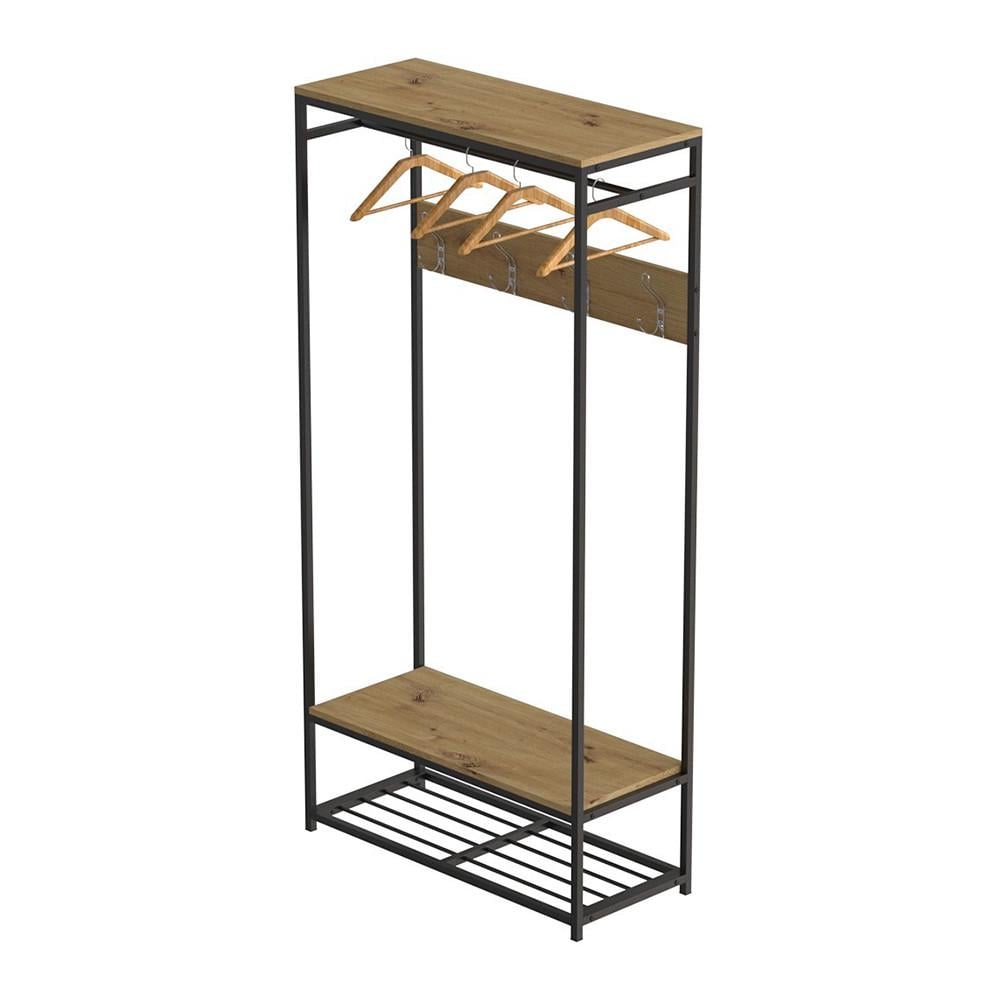 Вешалка модульная напольная Ferrum-decor Трелис 15 ДСП 16 мм 180x90x38 см Черный/Дуб Артизан (FRD-104363)
