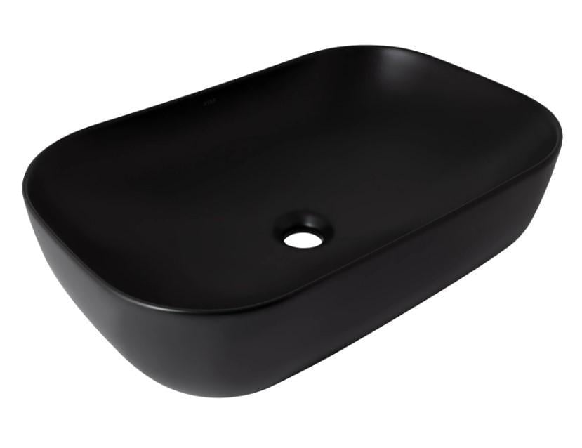 Раковина накладная Qtap Robin 600x390x150 мм прямоугольная без донного клапана Matt Black (QT132143PMBMBN)