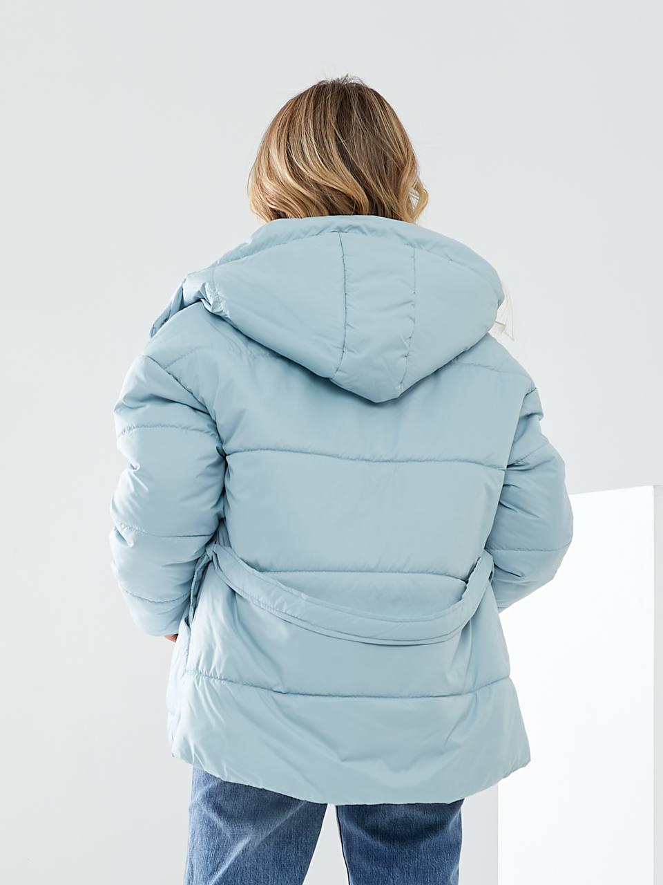 Куртка утеплена Khan коротка з поясом р. 42 Блакитний гортензіевий (Kh332) - фото 5 Куртка утеплена Khan коротка з поясом р. 42 Блакитний гортензіевий (Kh332) - фото 5