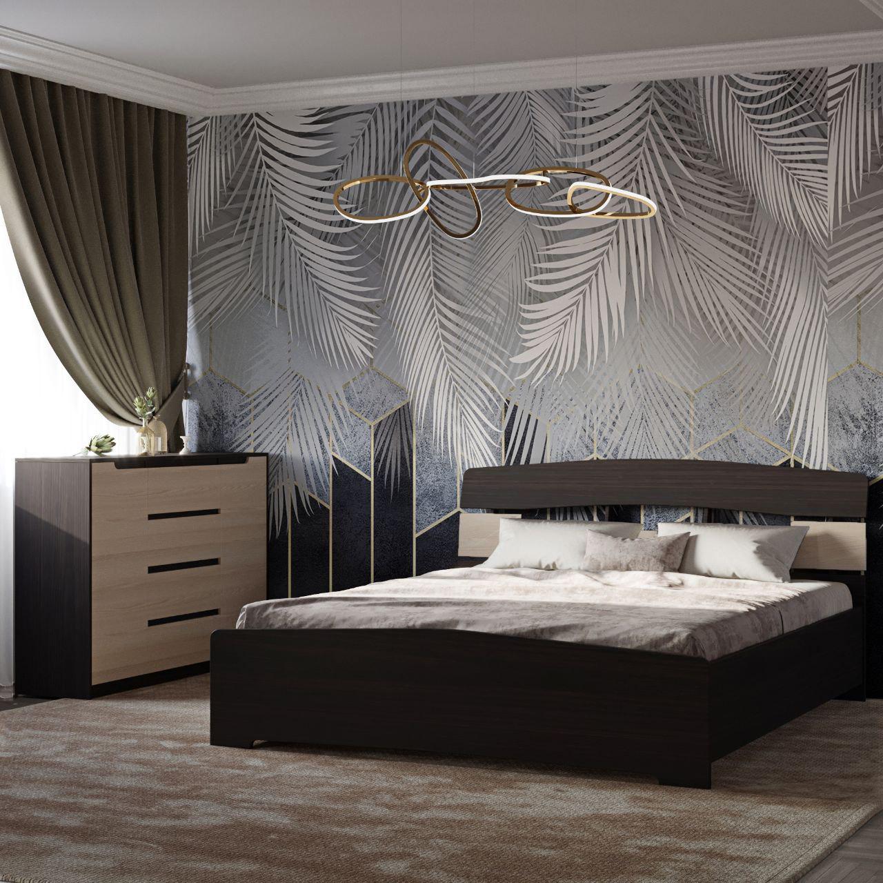 Спальный гарнитур Эверест с комодом Микс-3 телескопы Венге/Дуб молочный (EVR-2644)