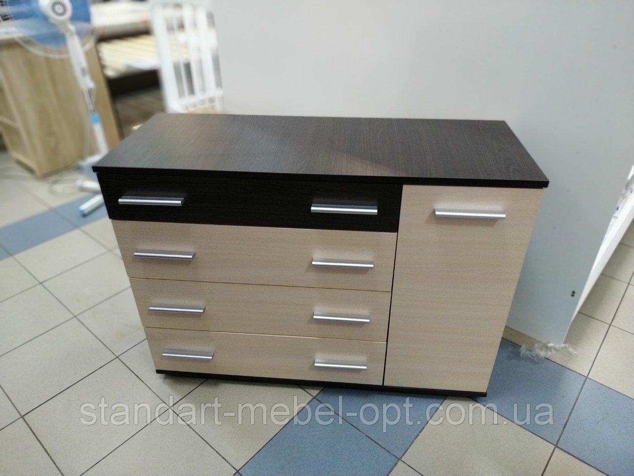 Комод для вітальні з висувними шухлядами Еверест К-3 телескопічні напрямні 100х73х38 см Венге темний/Дуб молочний (3670759) - фото 4