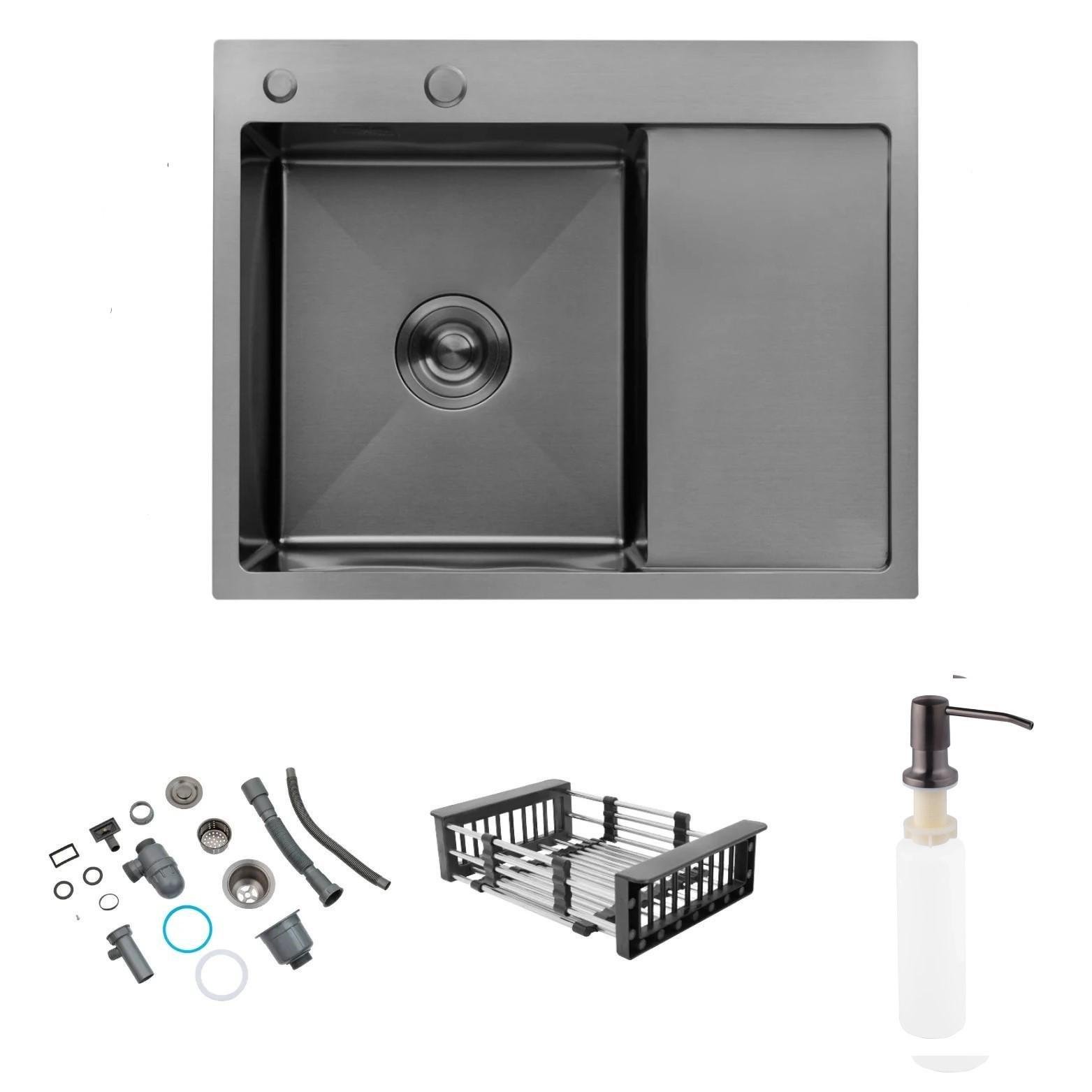 Мийка кухонна Lidz H6350BL PVD вбудована 3,0/1,0 мм Brush 630х500/215 мм Мийка кухонна Lidz H6350BL PVD вбудована 3,0/1,0 мм Brush 630х500/215 мм