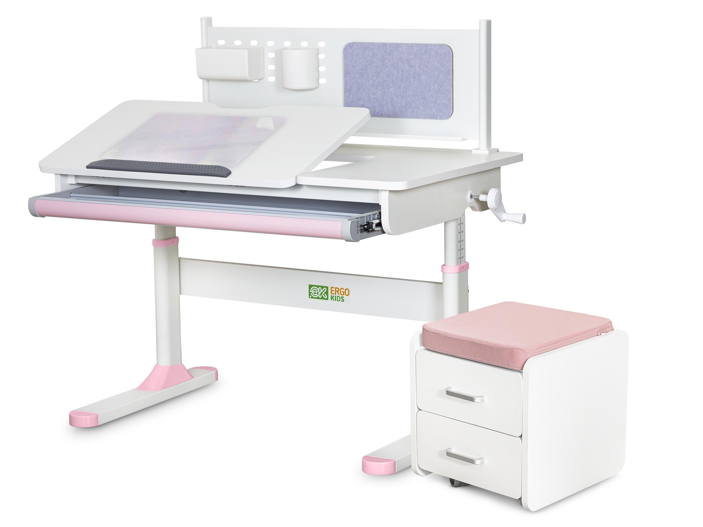 Парта детская школьная Ergokids TH-325 BD C-3 с тумбой Розовый (TH-325/BD C3_PINK)