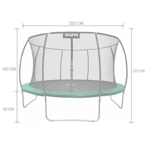 Батут Atleto з внутрішньою сіткою 252 см Зелений (21000803) - фото 11