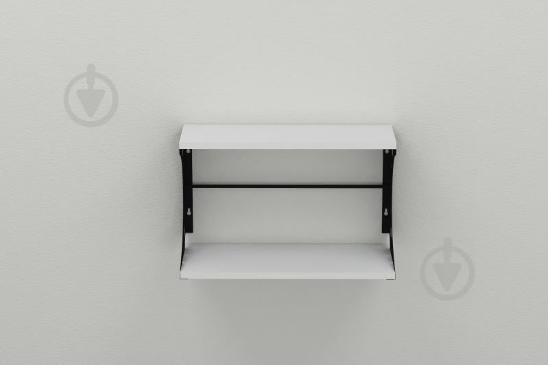 Полка настенная Ferrum-decor Букин 330x700x240 металл Черный ДСП Белое 16 мм (BUK0043)