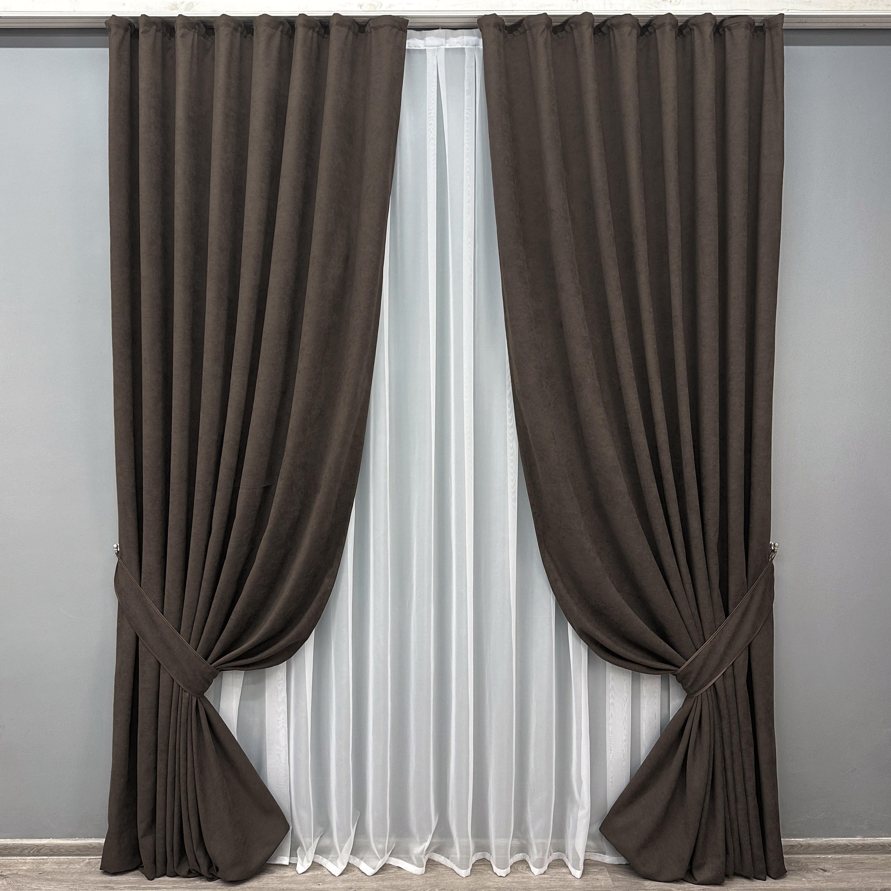 Комплект штор VR-Textil Petek YL №1892ш мікровелюр 150х270 см 2 шт. Венге (33-0950)