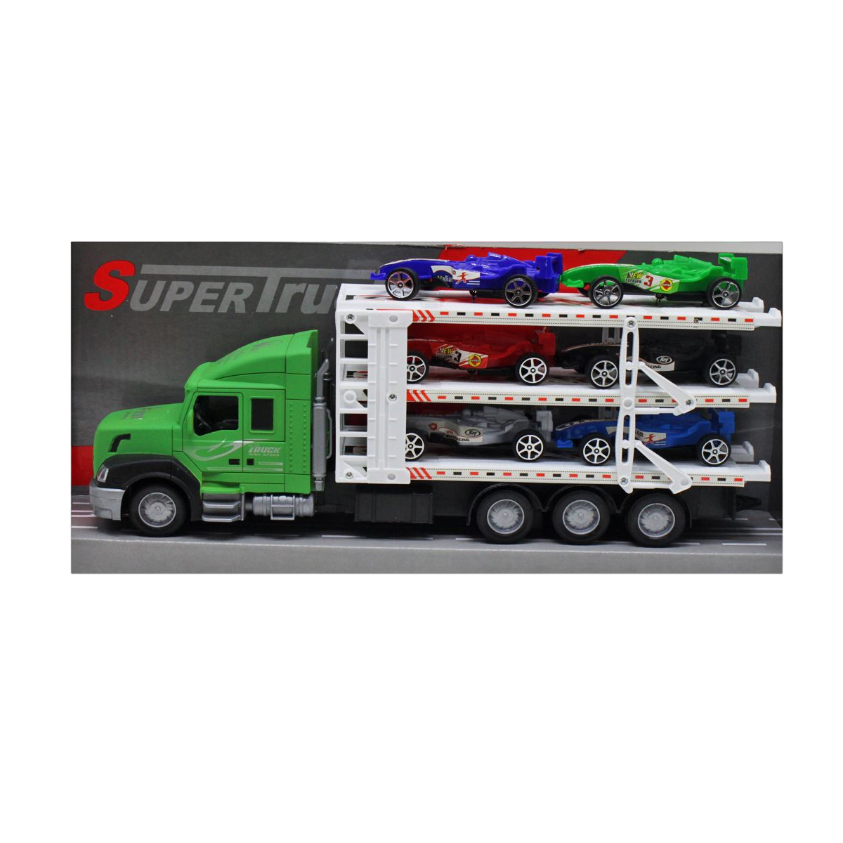 Автовоз инерционный с машинками jian sheng toys Зеленый (1-6-200464)