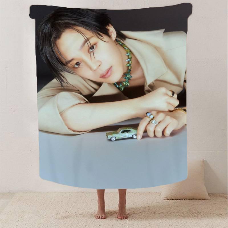 Плед плюшевый с 3D рисунком BTS Jimin велюр 135х160 см (12917В)