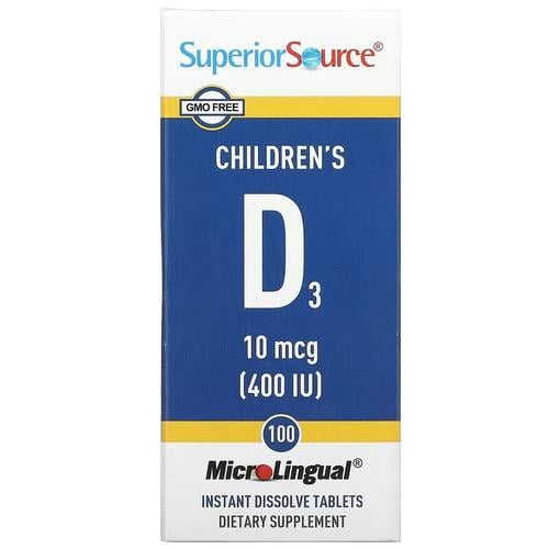 Витамин D Superior Source Children's D3 400 IU 100 быстрорастворимых табл. (SPS-91050)