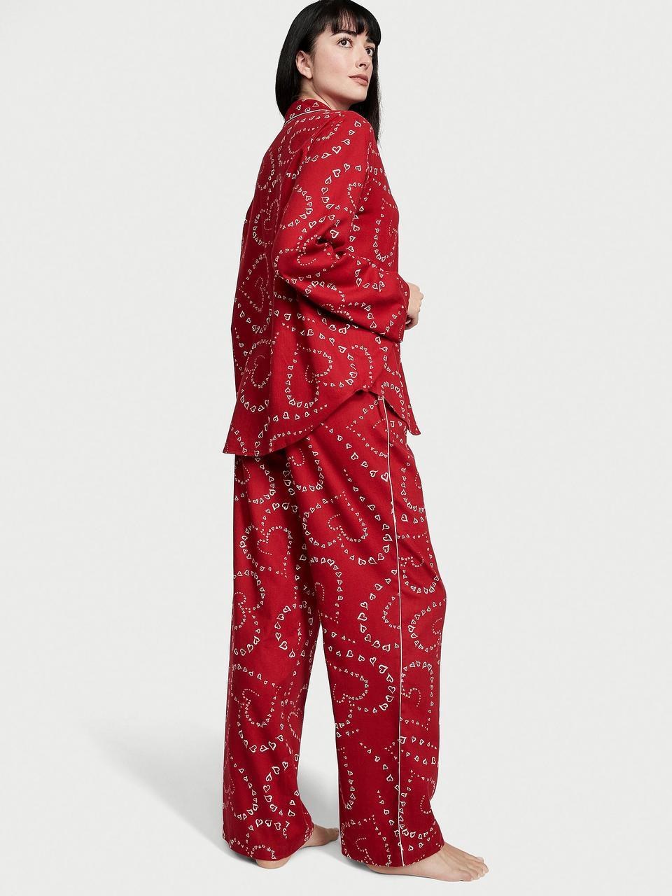 Піжама жіноча Victoria's Secret Flannel Long Pajama L Red Swirl Heart (2150835514) - фото 2