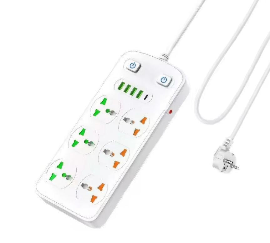 Удлинитель сетевой AR-CP05 6 розеток 4USB Type-C 2 м Белый (021675) Удлинитель сетевой AR-CP05 6 розеток 4USB Type-C 2 м Белый (021675)