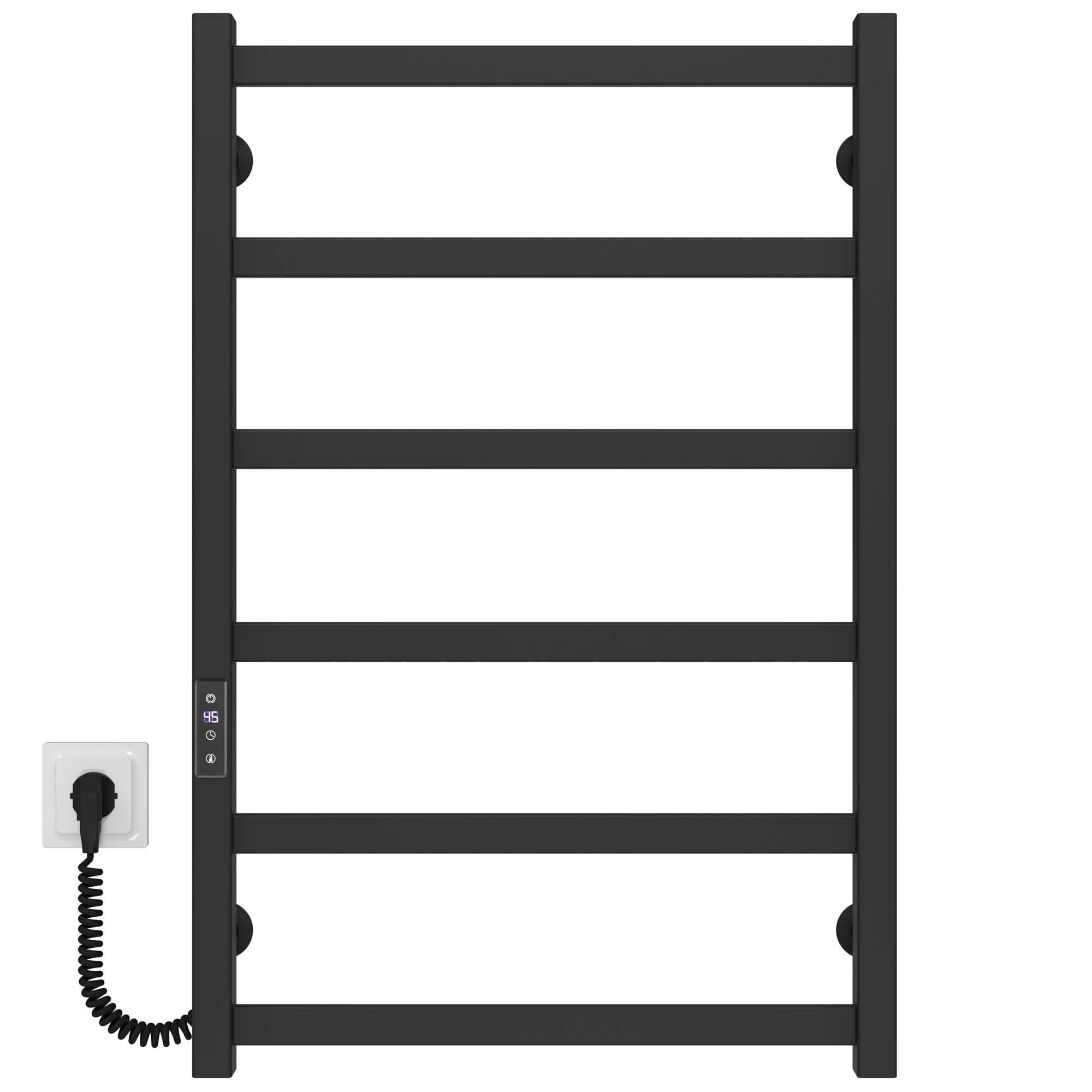 Полотенцесушитель электрический Deffi Avast П6 JD04 левое подключение крашеная сталь 500х800 мм Черный (B.AV.80.50.6.E.B.L.2)