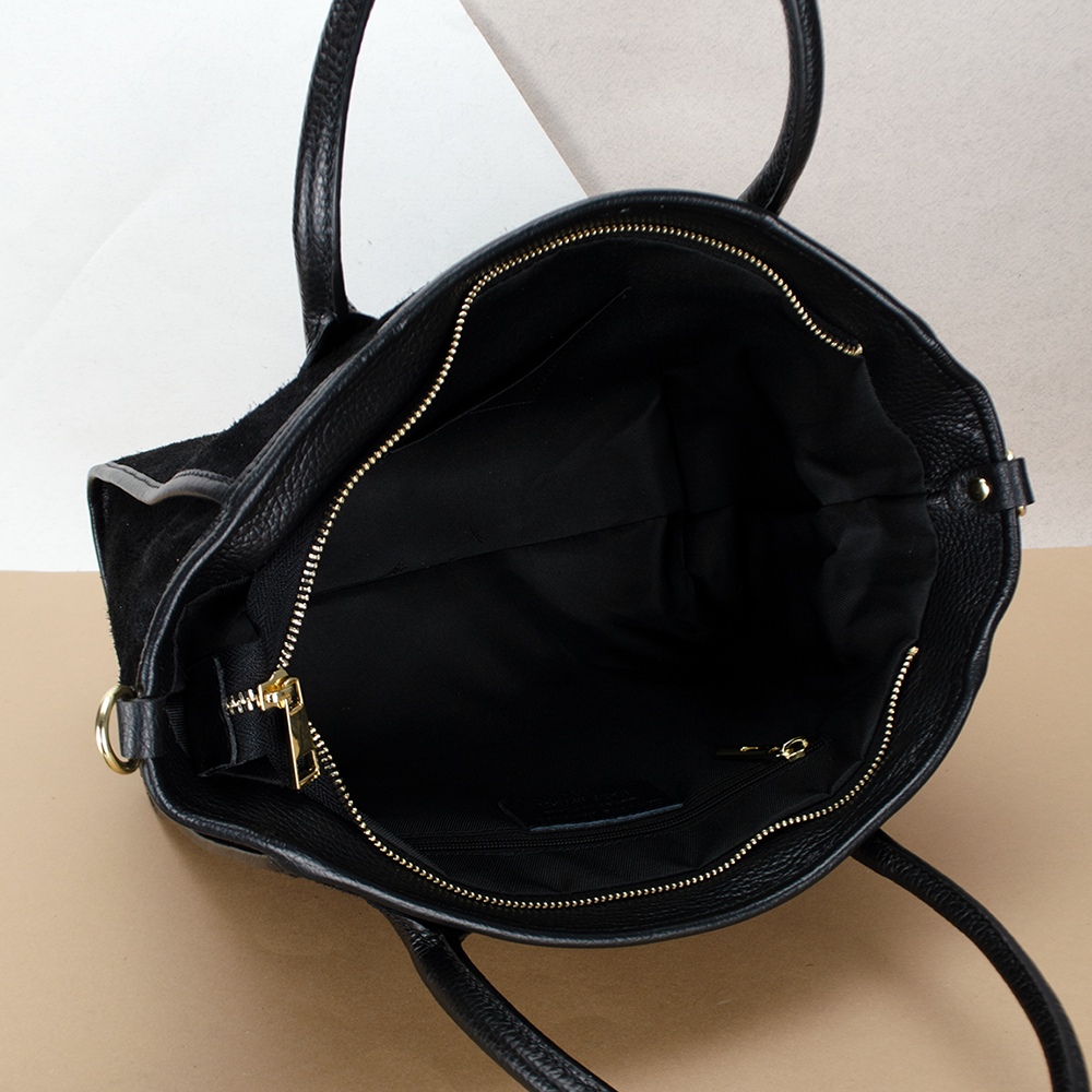 Сумка жіноча замшева Virginia Conti 03756 з 2 ручками Чорний (2415859321) - фото 4