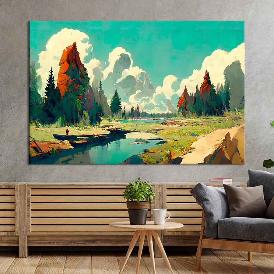 Картина на холсте Живописная долина 80x54 см (V452-1_L) Картина на холсте Живописная долина 80x54 см (V452-1_L)