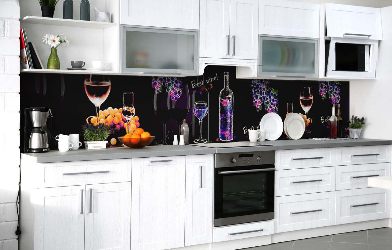 Кухонный фартук Неоновый виноград виниловый самоклеющийся 60х250 см