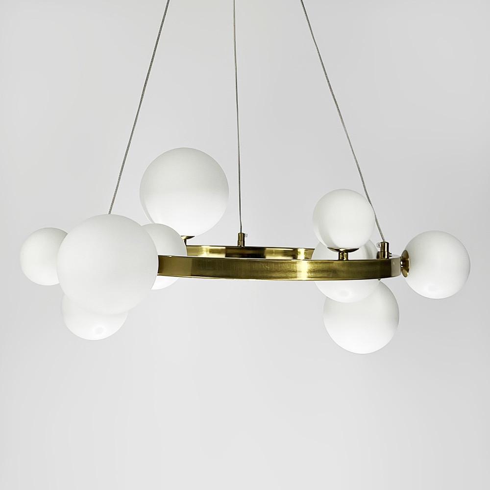 Люстра кольцевая с 10 белыми плафонами Ø 70 см Латунь (AT 32/10R AB+WT) - фото 5 Люстра кольцевая с 10 белыми плафонами Ø 70 см Латунь (AT 32/10R AB+WT) - фото 5