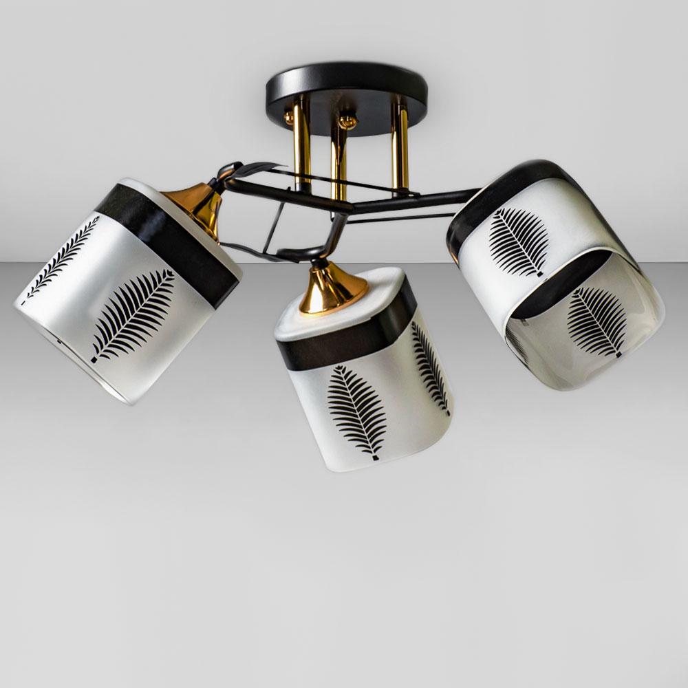 Люстра потолочная Light House SC-18743/3 BK/FG с рисунком d 460х250 мм Черный/Золотой Белый