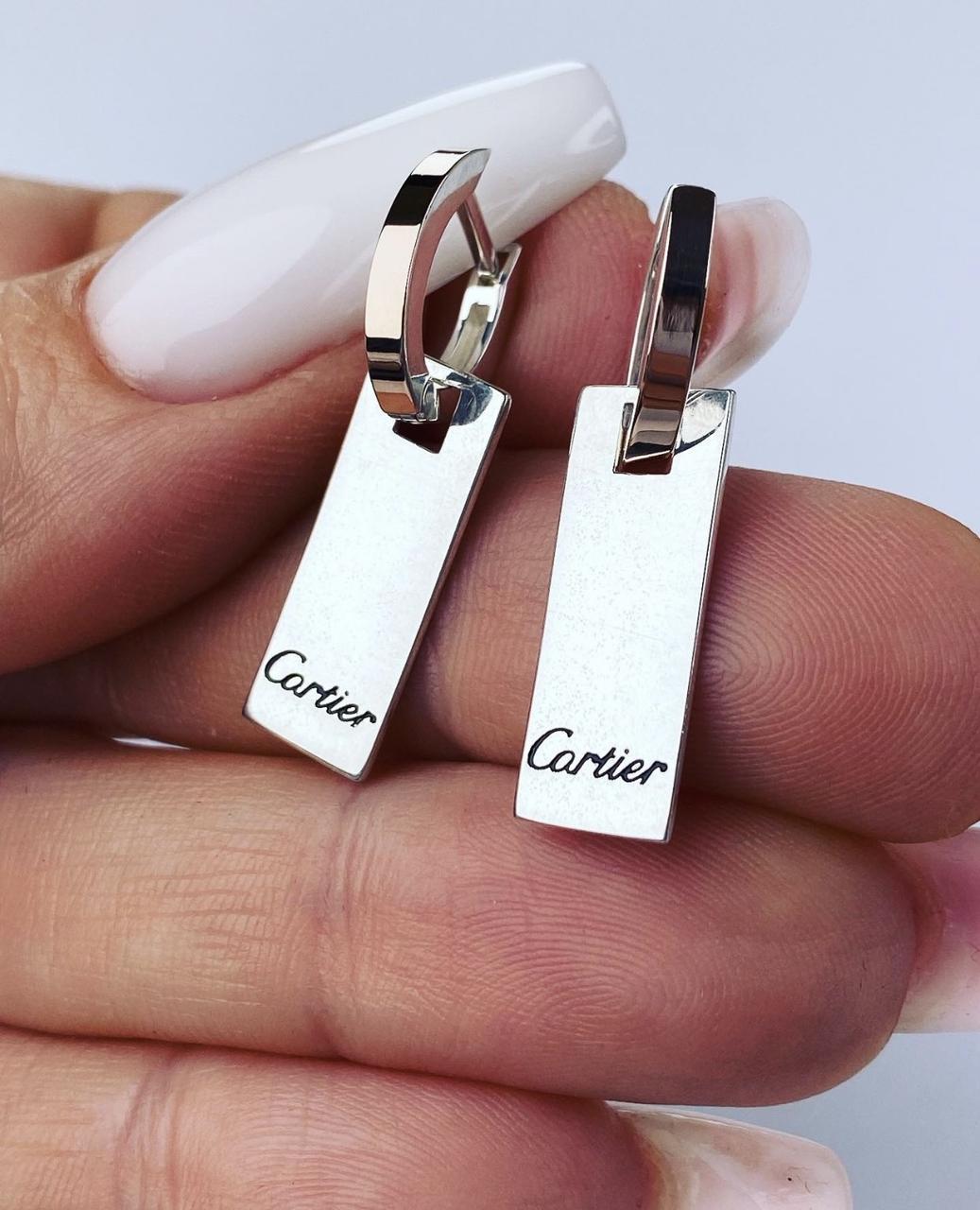 Серебряные серьги с пластинами золота 375 пробы с надписью Катря двойные трансформеры 925 проба (2590867121)