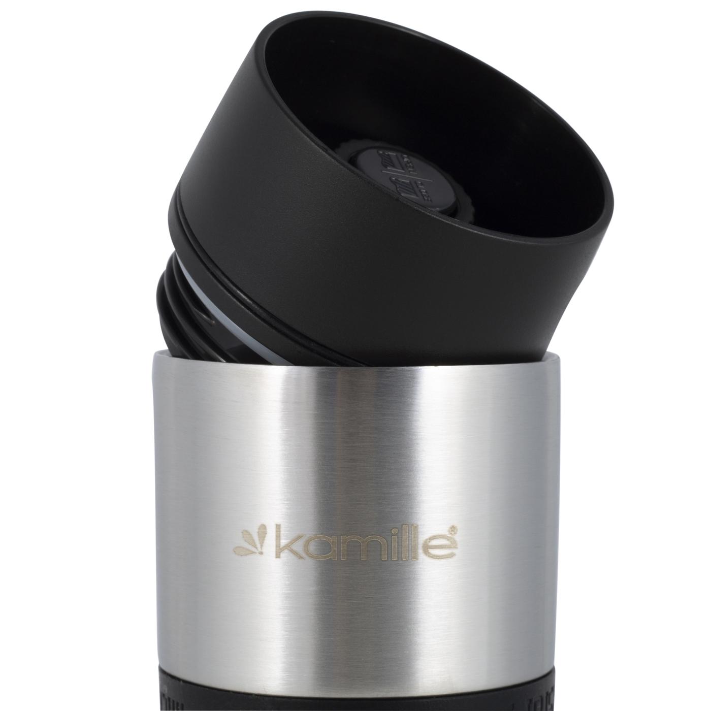 Термокружка Kamille із нержавіючої сталі з TPR-вставкою 420 мл Чорний (14881565) - фото 5