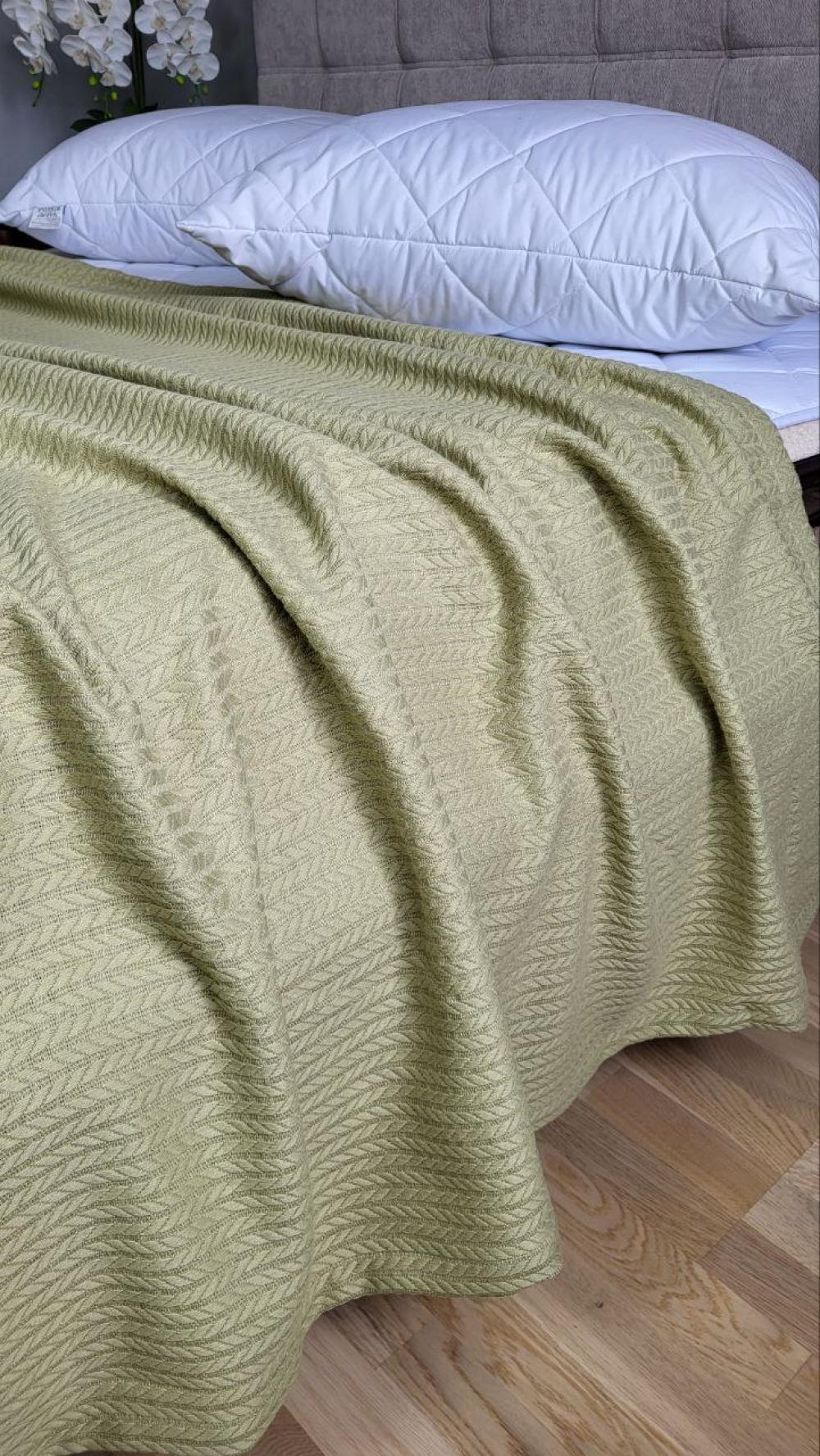 Покрывало Пике Косичка 140x220 см Нежная оливка (11216) - фото 3 Покрывало Пике Косичка 140x220 см Нежная оливка (11216) - фото 3
