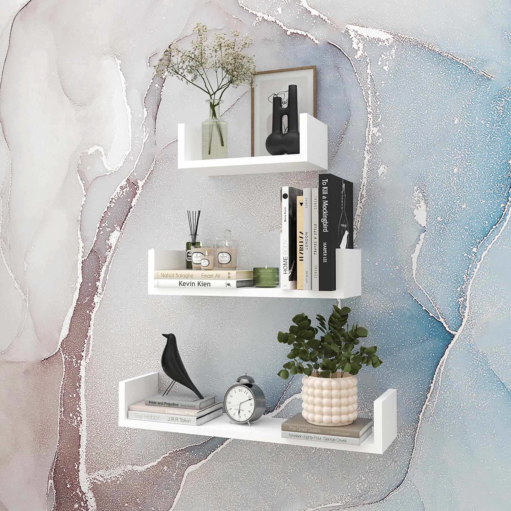 Полиці 60х10х15/45х10х15/30х15х10 см 3 шт. Білий