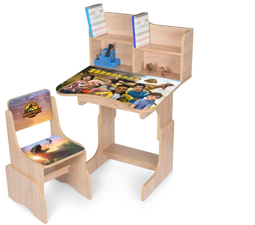 Парта детская Bambi с полкой и стулом Jurassic World (N 2071-19B-7)