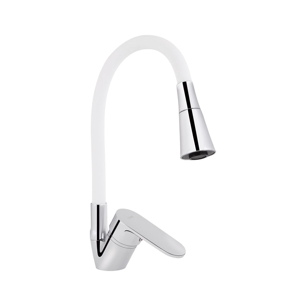 Смеситель для кухни Lidz Tani 008F3 LDTAN008F3WCR37037 с гибким изливом k40 White/Chrome (2553560861)