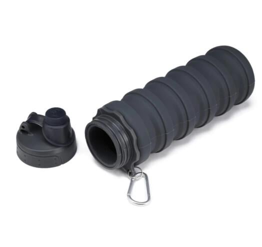 Пляшка-фляга для води JYAA силіконова складана з карабіном 500 мл Чорний (182311) - фото 3 Пляшка-фляга для води JYAA силіконова складана з карабіном 500 мл Чорний (182311) - фото 3