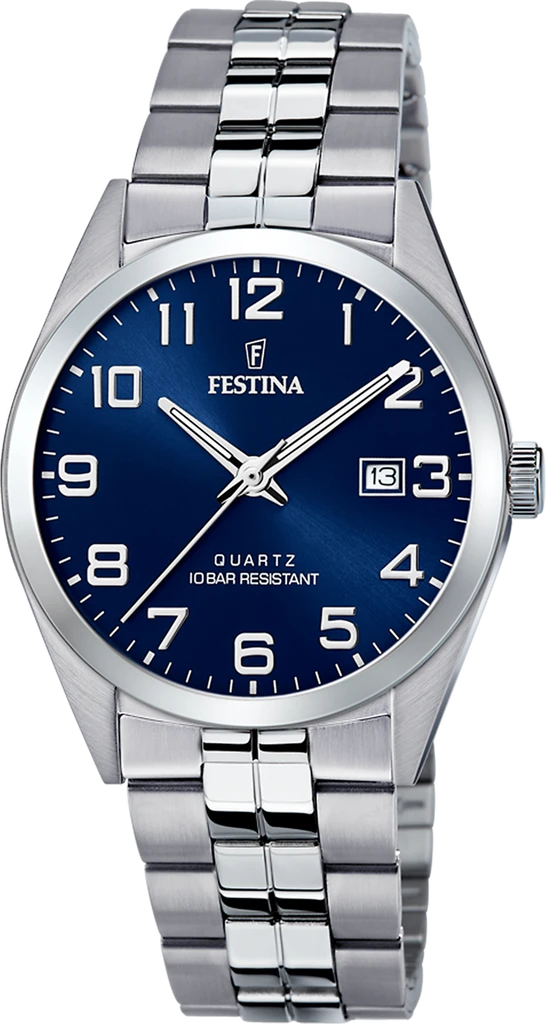 Наручные часы мужские Festina F20437/3 Classics со стальным корпусом WR 100 м и синим циферблатом