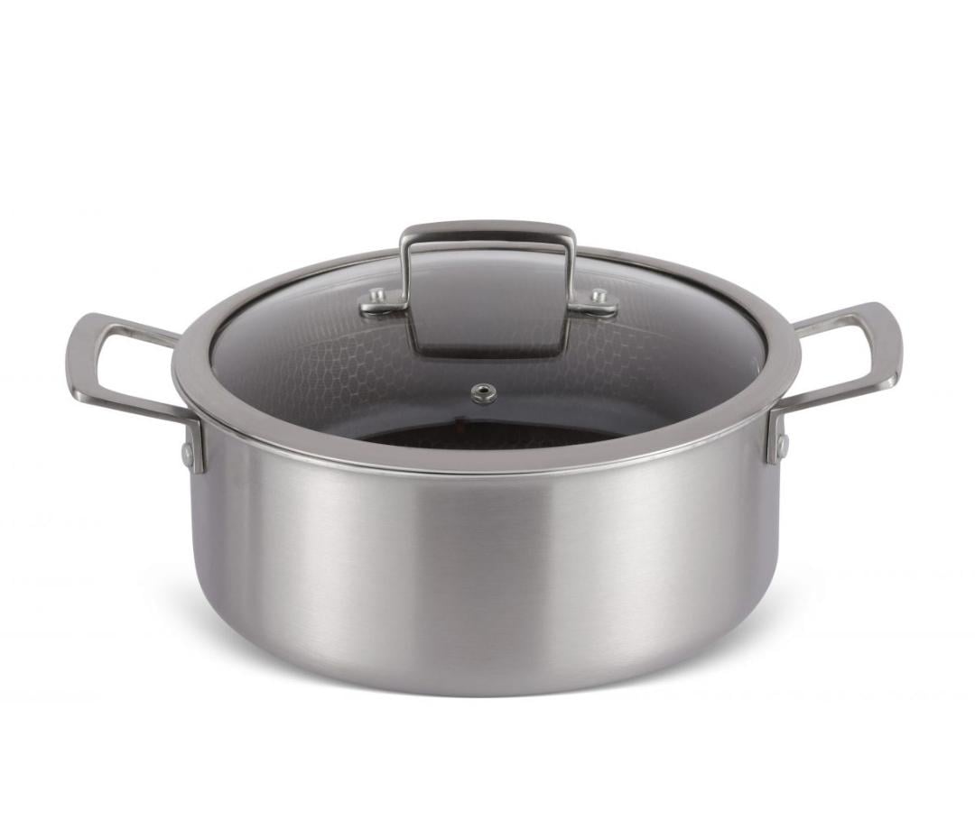 Каструля з нержавіючої сталі Edenberg з кришкою та тришаровим антипригарним покриттям 4,3 л 24 см (EB-17058)