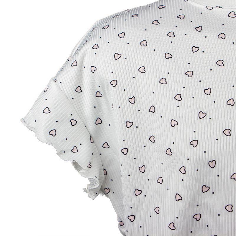 Пижама-комплект женская Lesko SM240426DHX6 Сердечки футболка и шорты L Белый (28525542) - фото 4 Пижама-комплект женская Lesko SM240426DHX6 Сердечки футболка и шорты L Белый (28525542) - фото 4