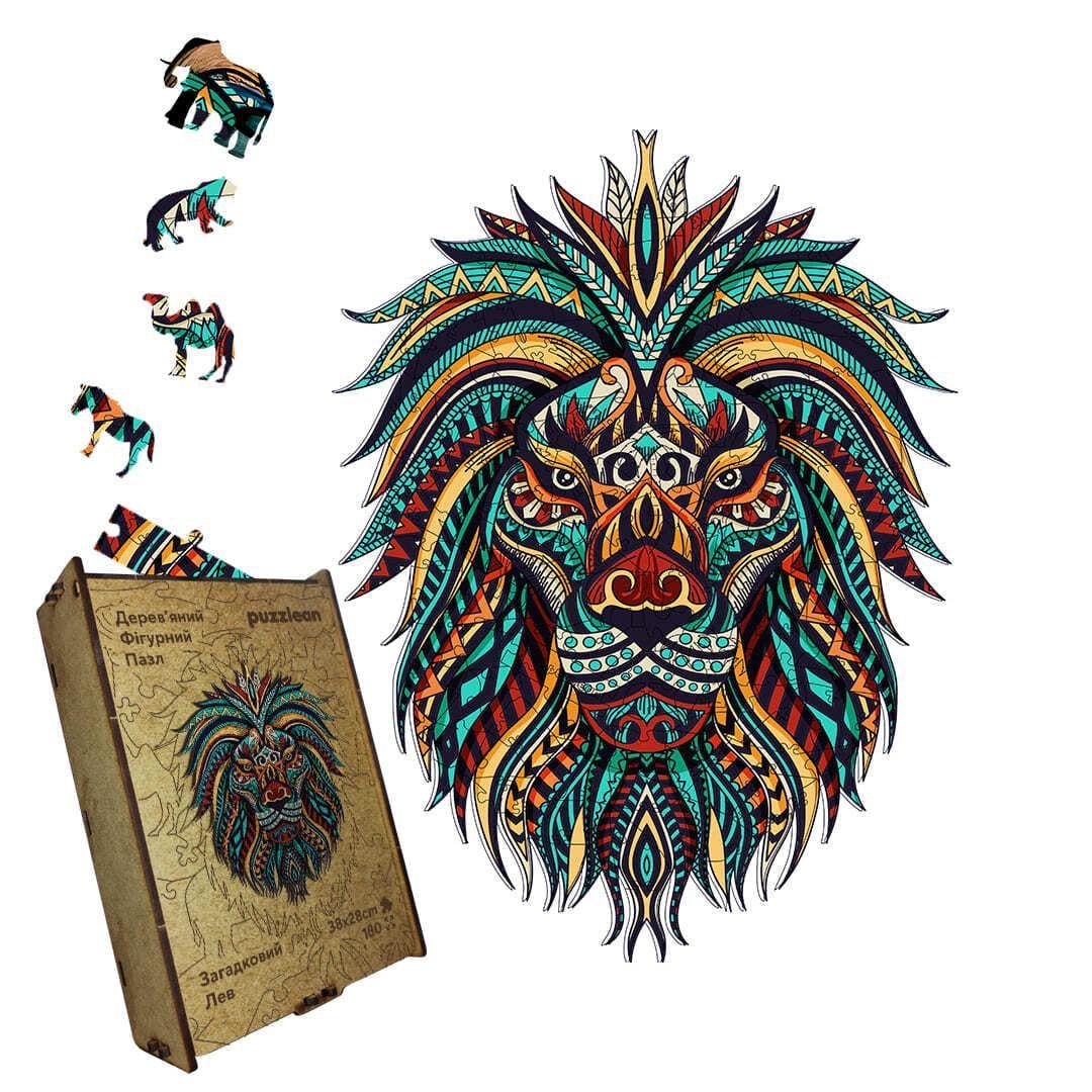 Пазл дерев'яний Загадковий Лев А3 дерев'яна коробка 200 елементів