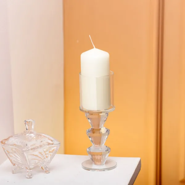 Свічник декоративний Flora скляний 16,5 см Прозорий - фото 3