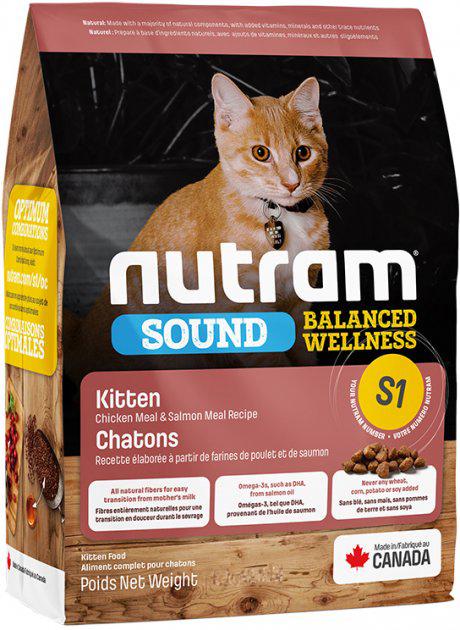 Сухой корм для котят Nutram S1 Sound Balanced Wellness Kitten со вкусом курицы и лосося 5,4 кг (7824891)