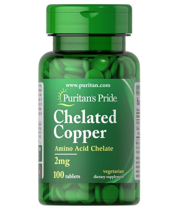 Микроэлемент Медь Puritan's Pride Copper Chelate 2 mg 100 Tabs